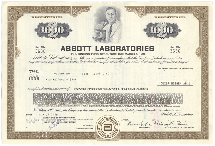 Abbott Laboratories Bond Certificate