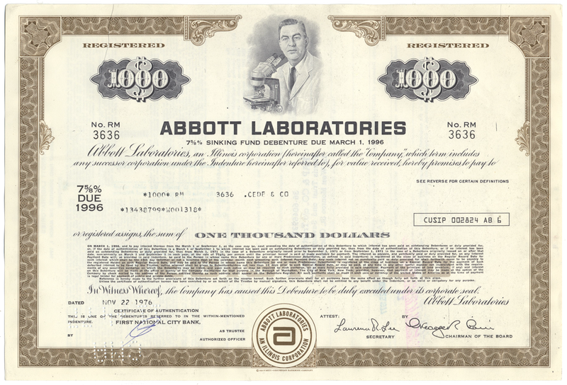 Abbott Laboratories Bond Certificate