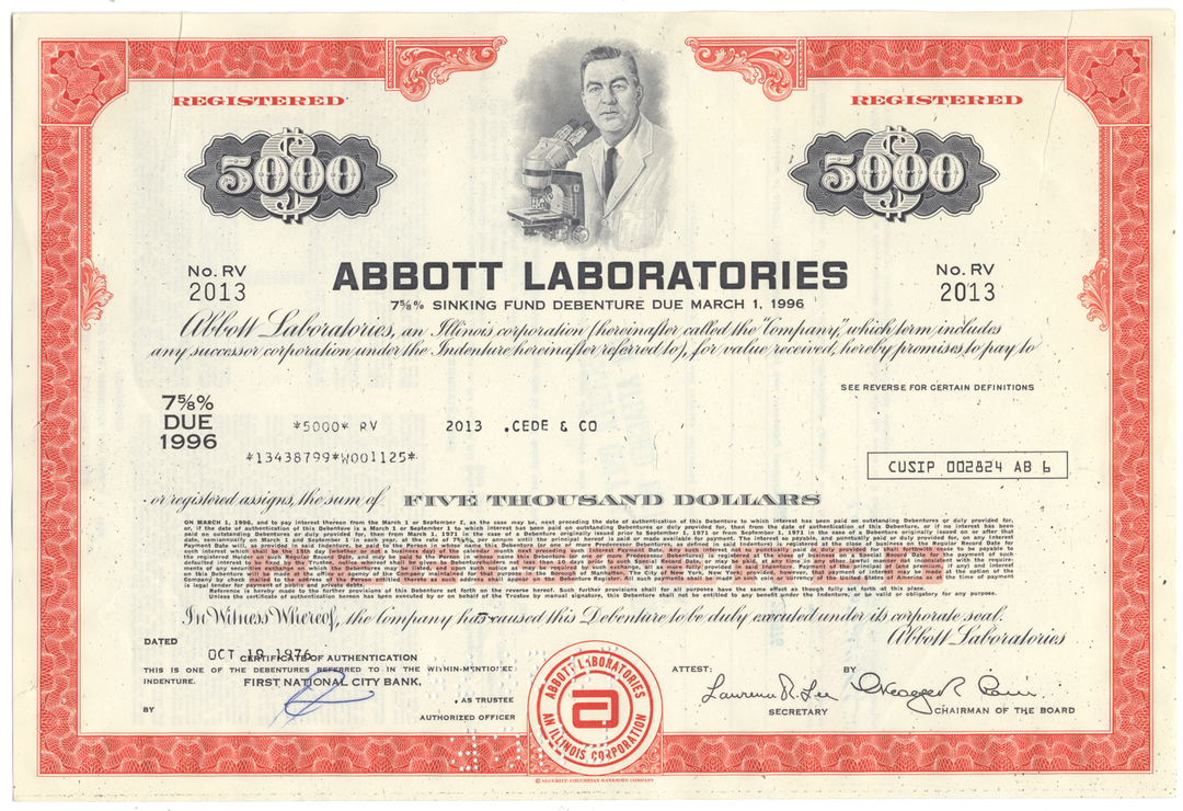 Abbott Laboratories Bond Certificate