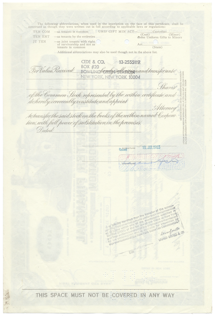 First Charter Financial Corporation Stock Certificate