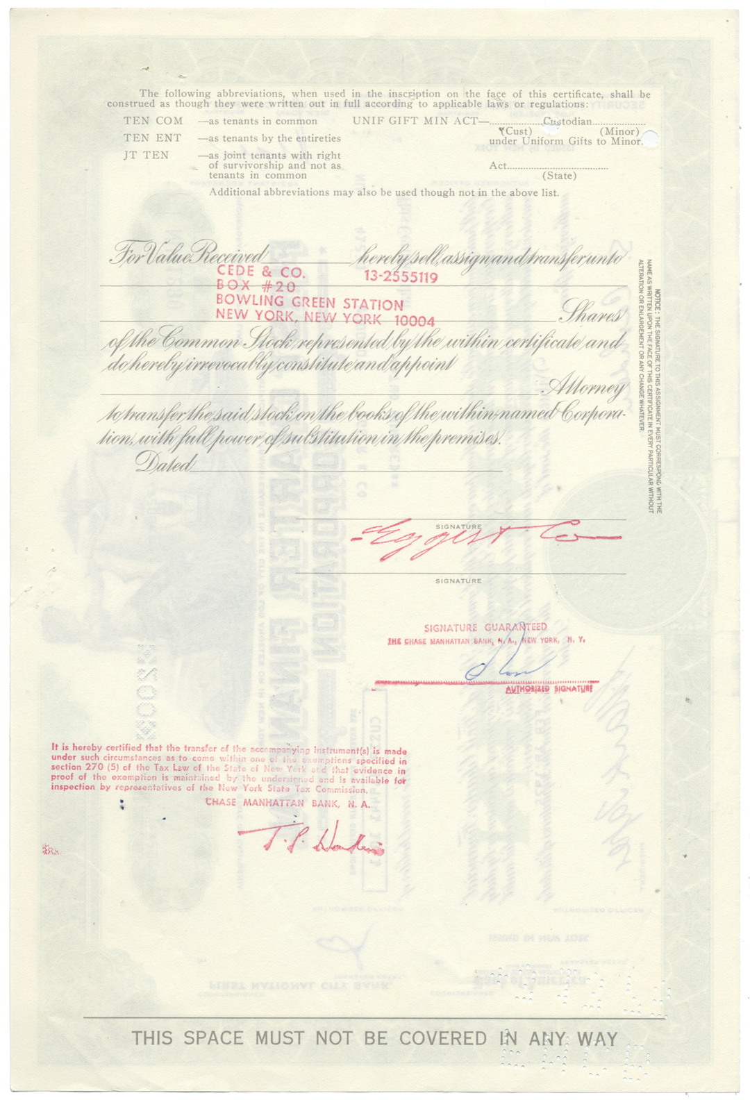 First Charter Financial Corporation Stock Certificate