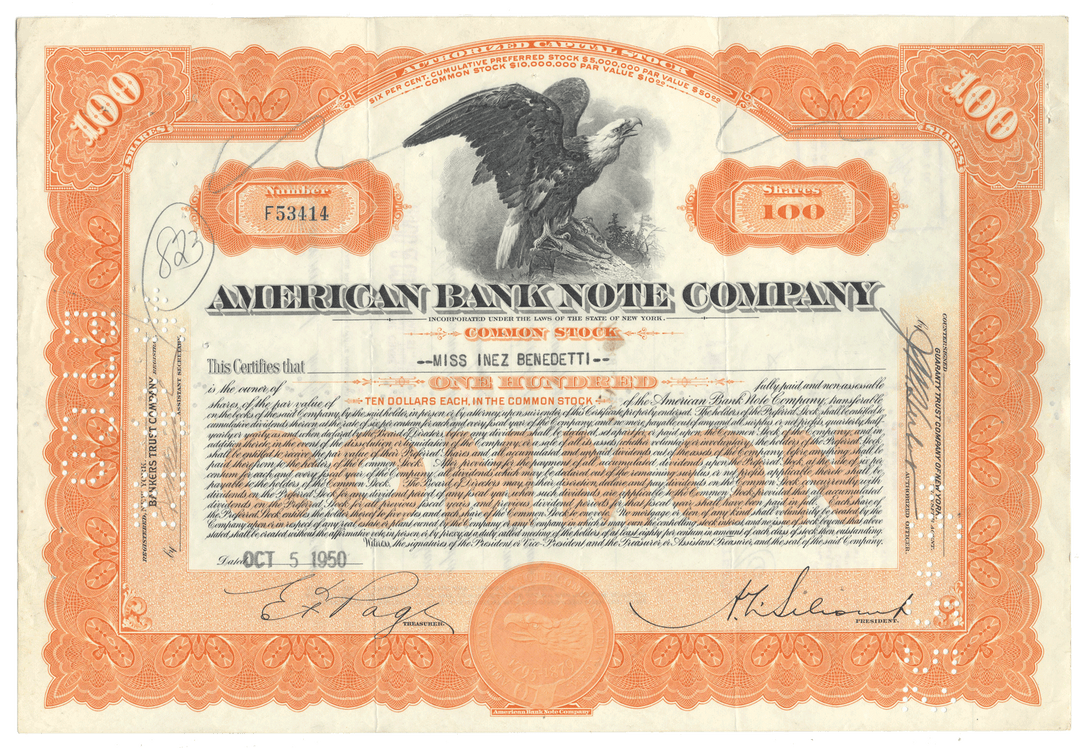 American Bank Note Company Stock Certificate