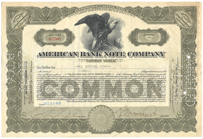 American Bank Note Company Stock Certificate