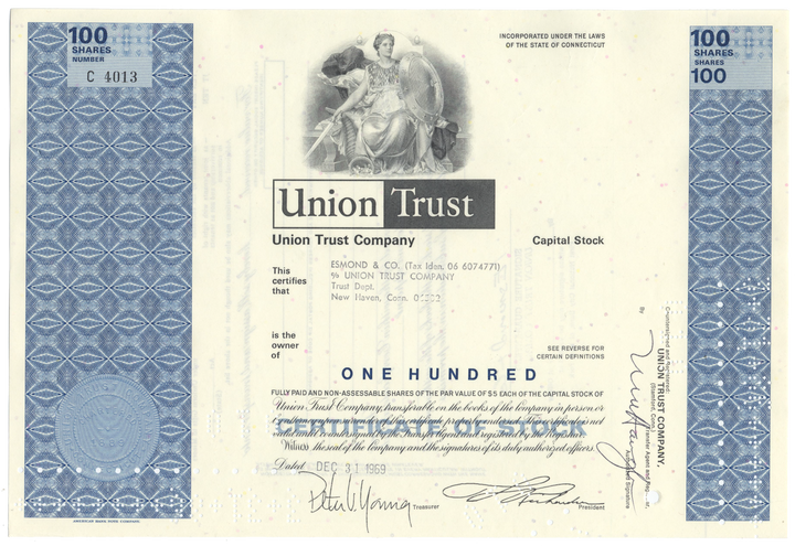 Union Trust Company Stock Certificate