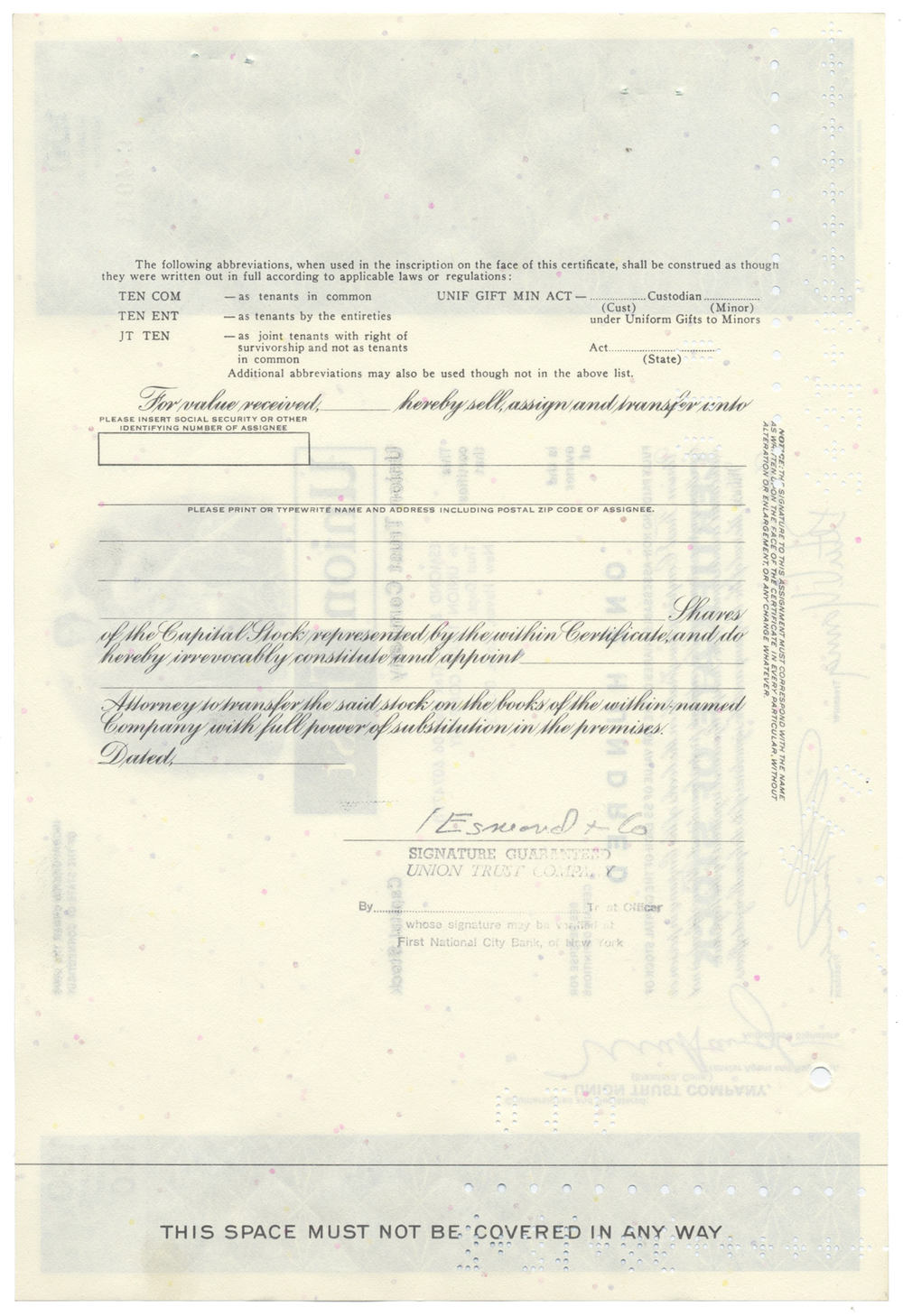 Union Trust Company Stock Certificate