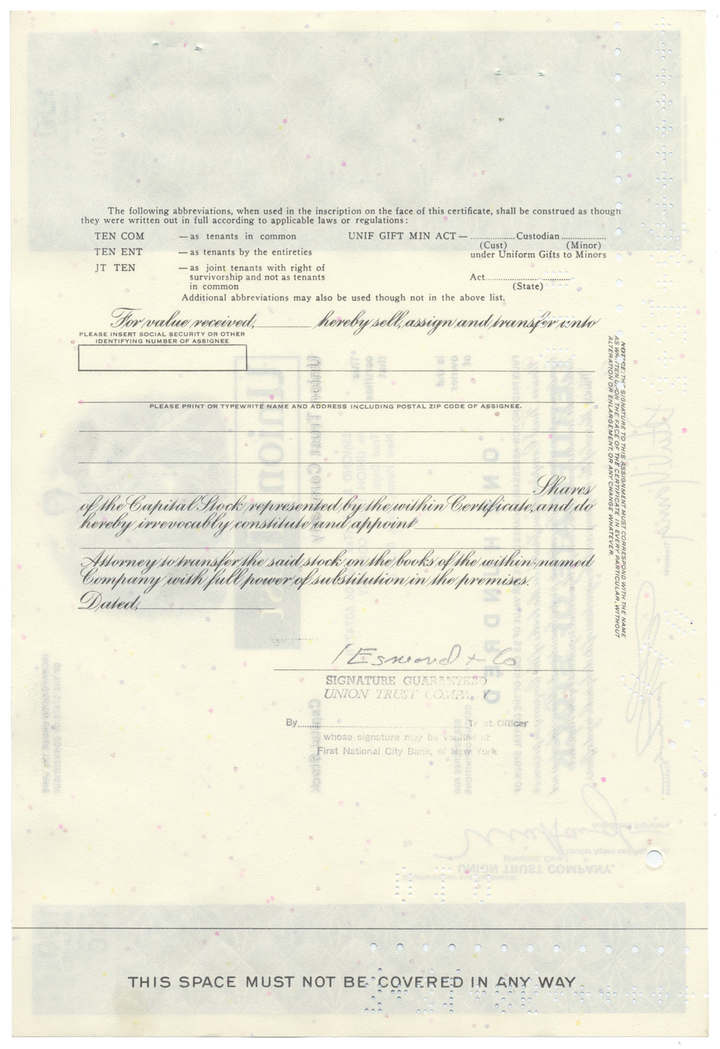 Union Trust Company Stock Certificate