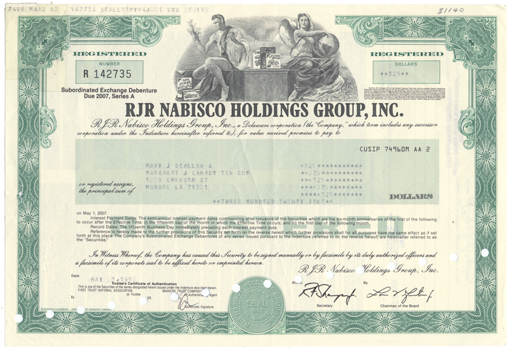 RJR Nabisco Holdings Group, Inc. Bond Certificate