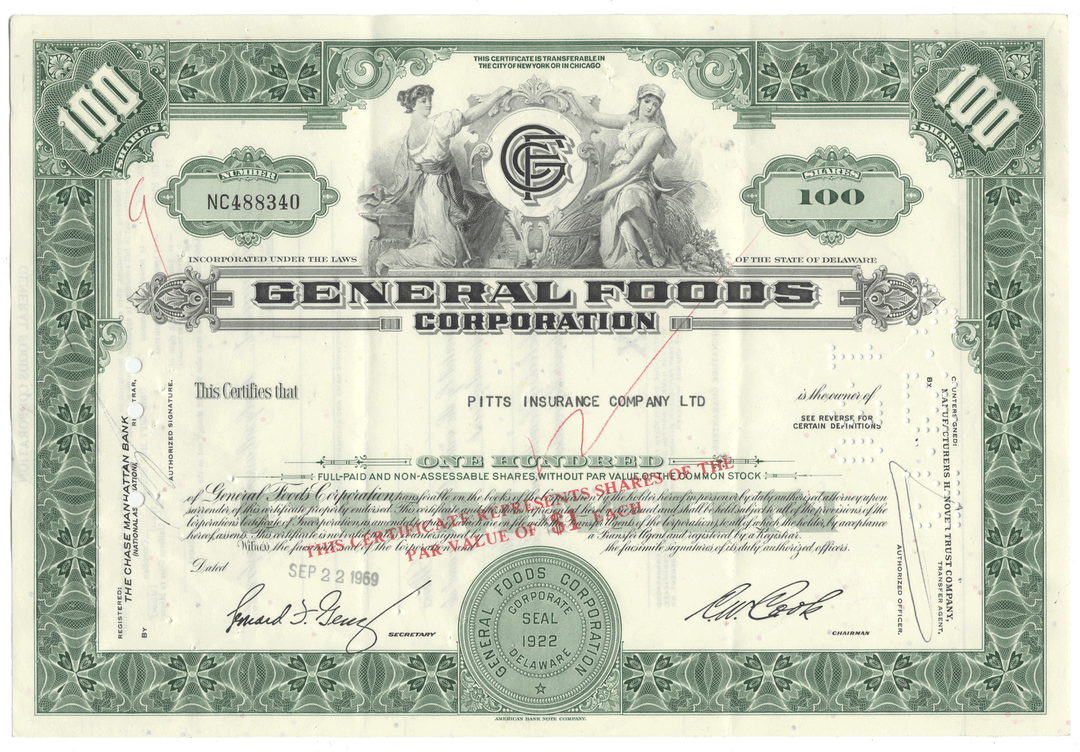 General Foods Corporation Stock Certificate