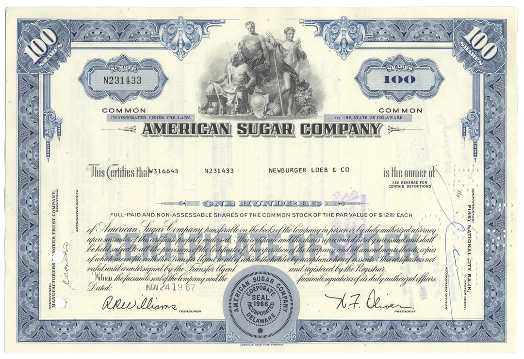 American Sugar Company Stock Certificate