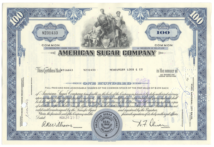 American Sugar Company Stock Certificate