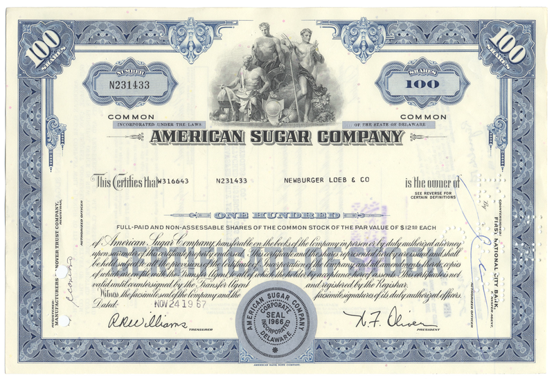American Sugar Company Stock Certificate