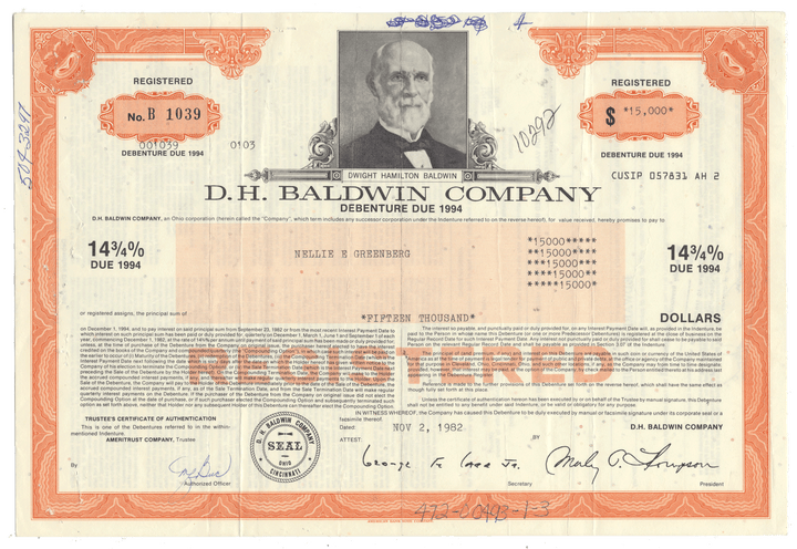 D. H. Baldwin Company (LOT OF 98 PIECES, Wallpaper Lot)