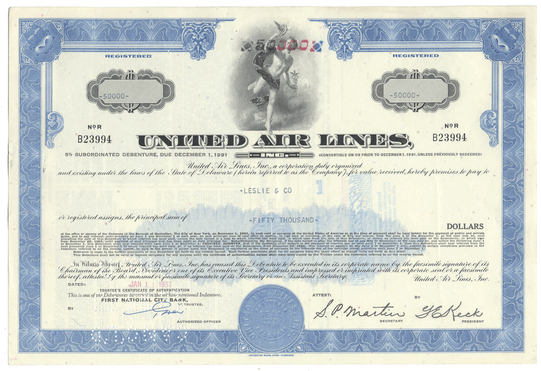United Air Lines, Inc. Bond Certificate