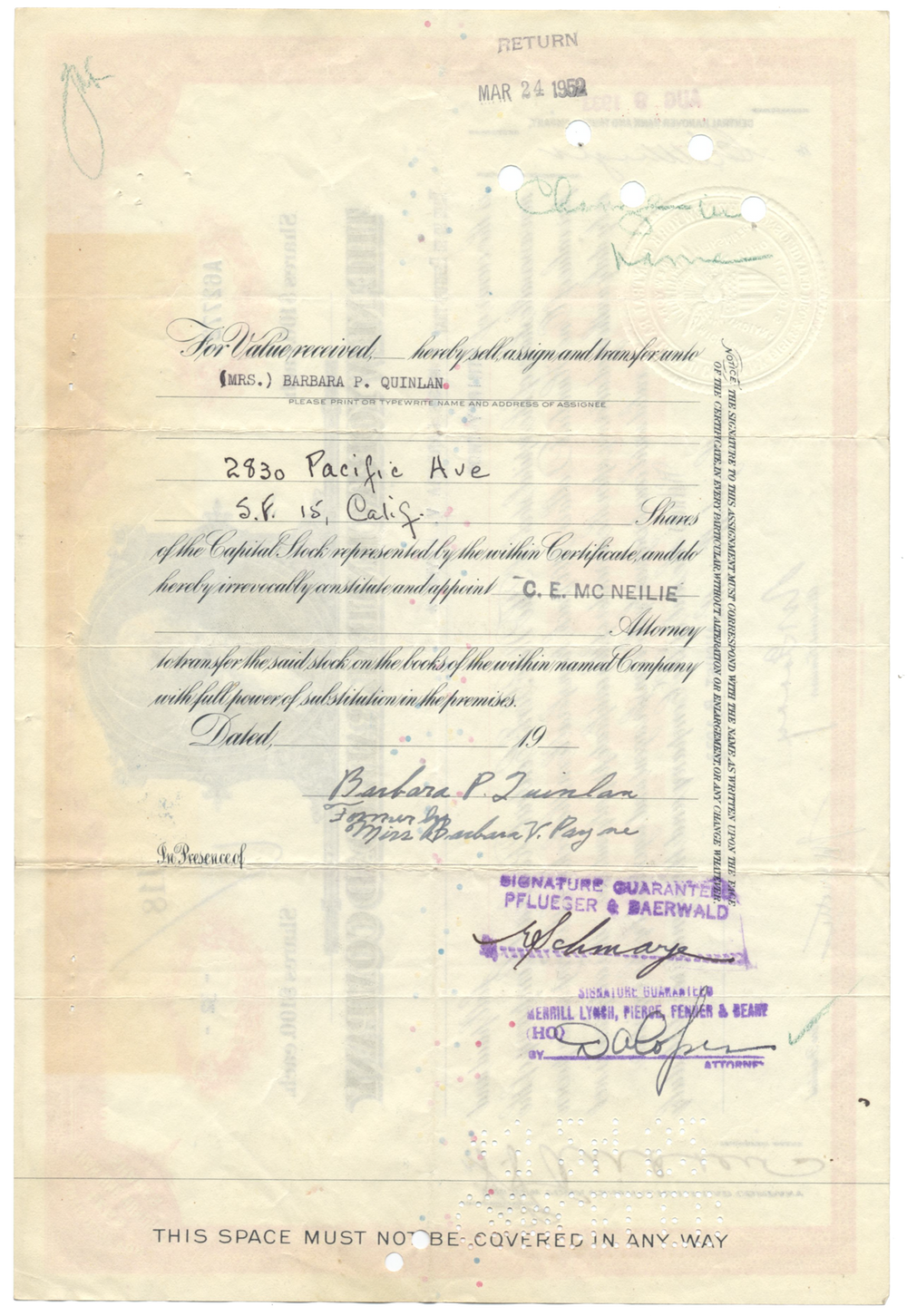 New York Central Railroad Company Stock Certificate