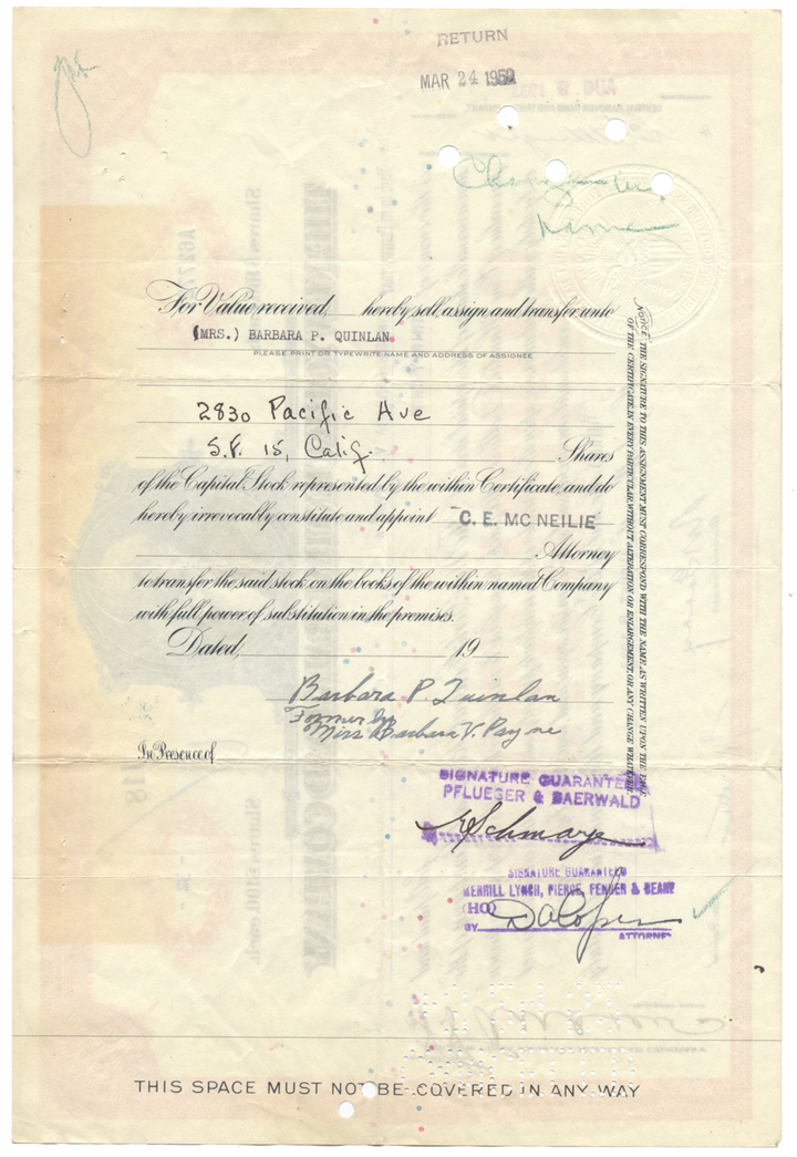 New York Central Railroad Company Stock Certificate