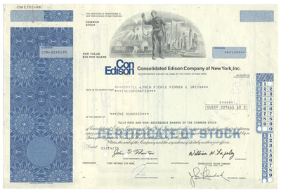 Consolidated Edison Company of New York, Inc. Stock Certificate