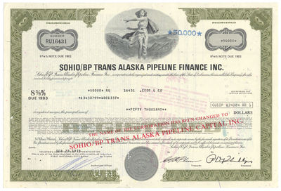 Sohio/BP Trans Alaska Pipeline Finance Inc. Bond Certificate