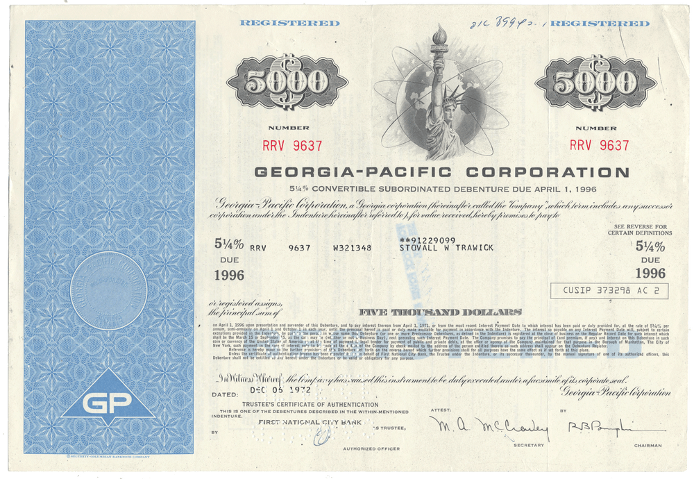 Georgia-Pacific Corporation Bond Certificate
