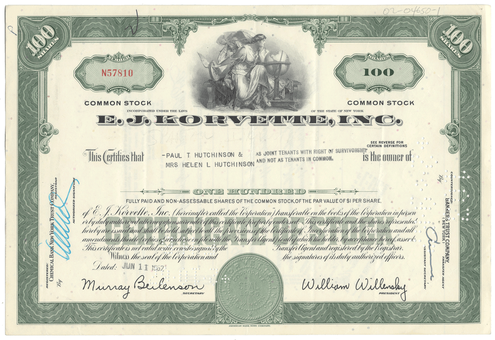 E. J. Korvette Inc Stock Certificate