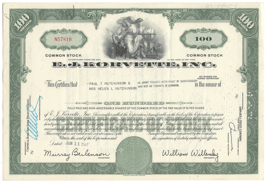 E. J. Korvette Inc Stock Certificate
