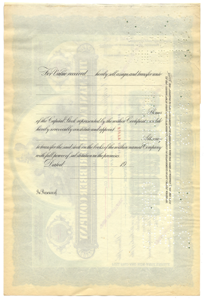 Manufactured Rubber Company Stock Certificate