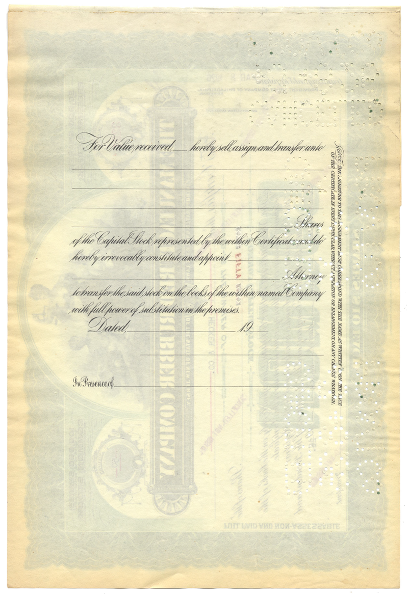 Manufactured Rubber Company Stock Certificate