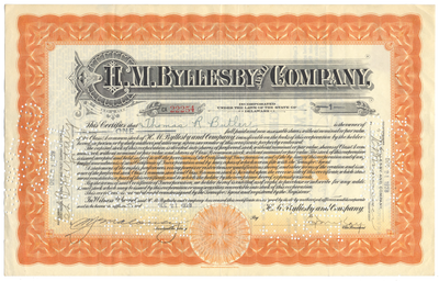 H. M. Byllesby and Company Stock Certificate