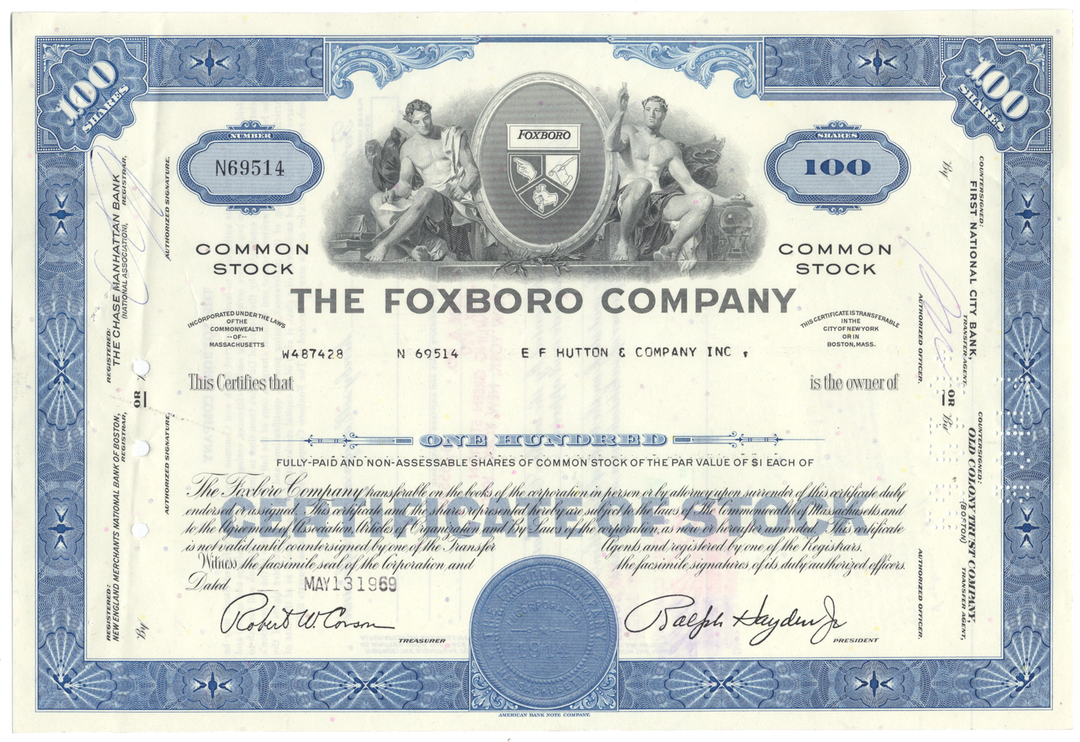 Foxboro Company Stock Certificate