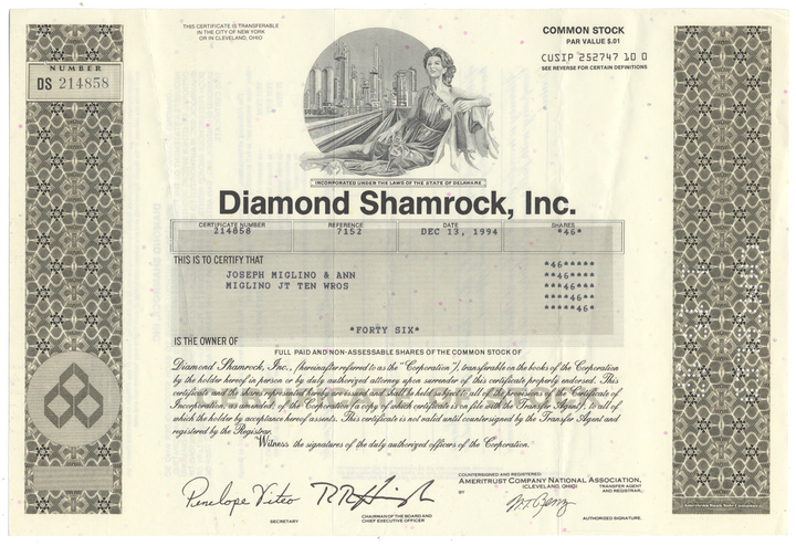 Diamond Shamrock, Inc. Stock Certificate