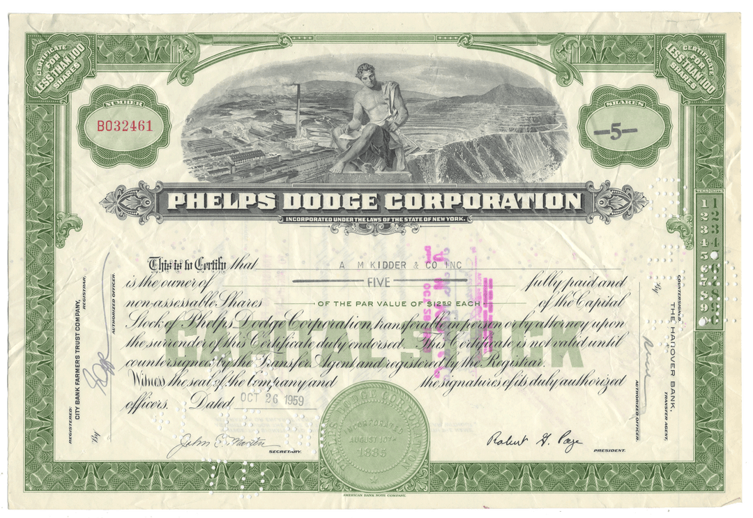 Phelps Dodge Corporation (LOT OF 11 PIECES)