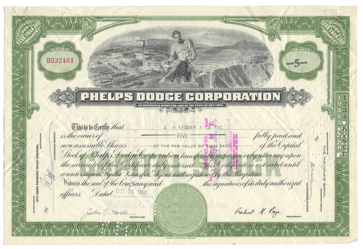 Phelps Dodge Corporation (LOT OF 11 PIECES)