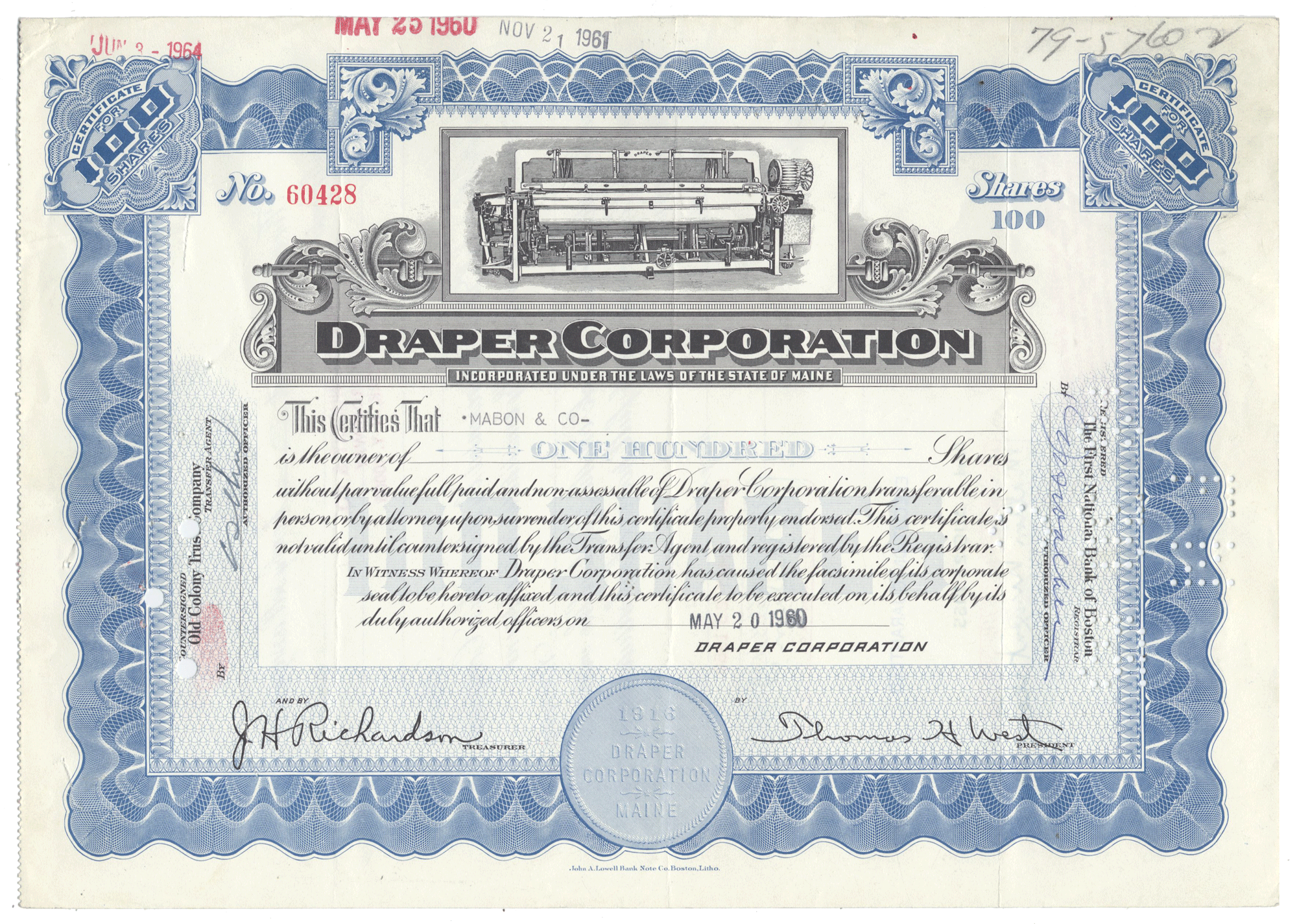 Draper Corporation (LOT OF 5 PIECES)