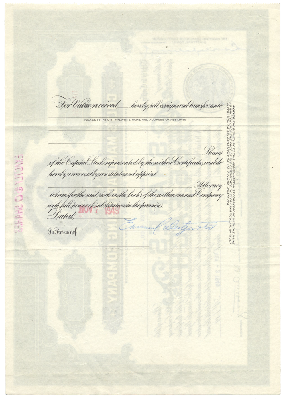 Colt's Manufacturing Company Stock Certificate