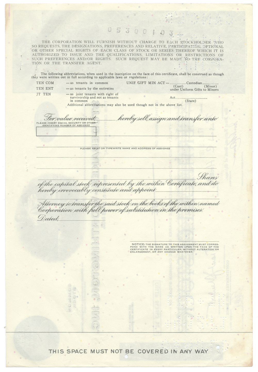 Studebaker-Worthington, Inc. Stock Certificate