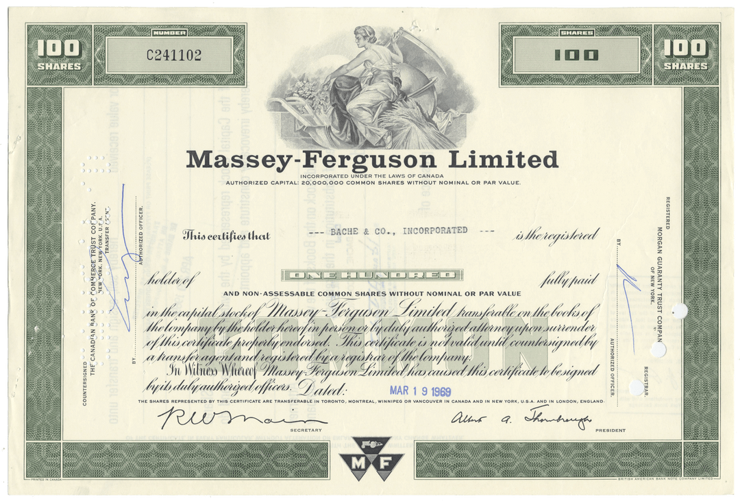 Massey-Ferguson Limited Stock Certificate