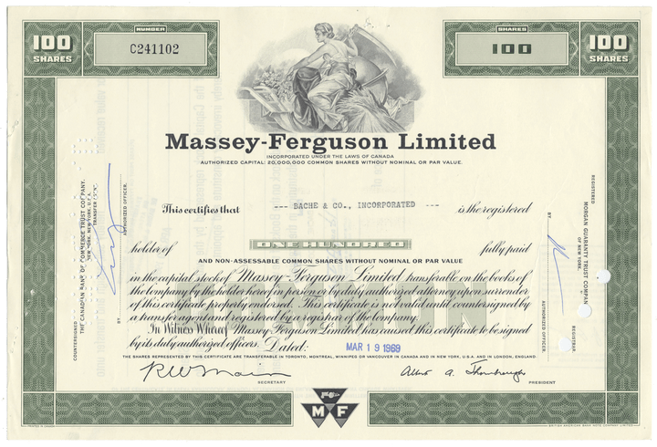 Massey-Ferguson Limited Stock Certificate