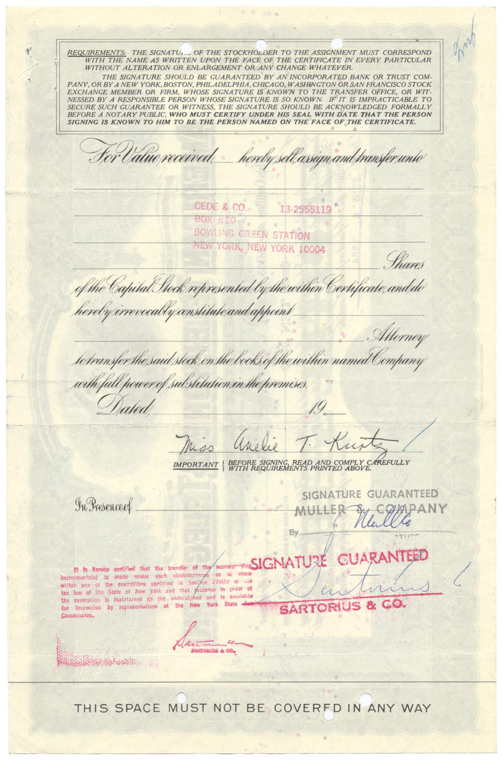 American Telephone & Telegraph Company Stock Certificate