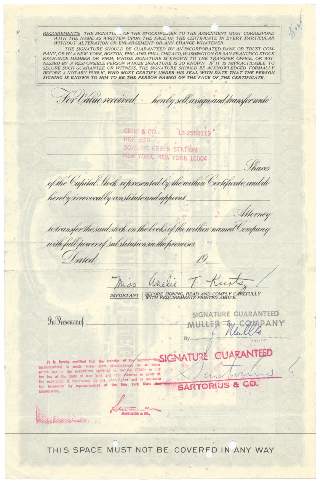 American Telephone & Telegraph Company Stock Certificate