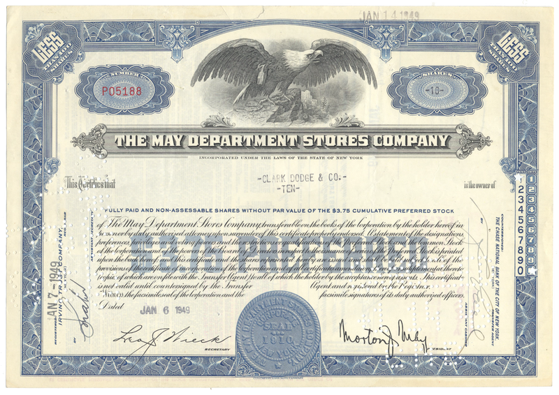 May Department Stores Company Stock Certificate