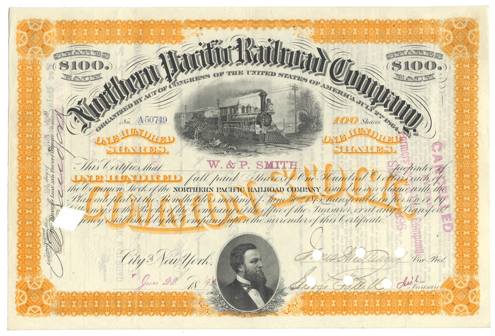Northern Pacific Railroad Company Stock Certificate