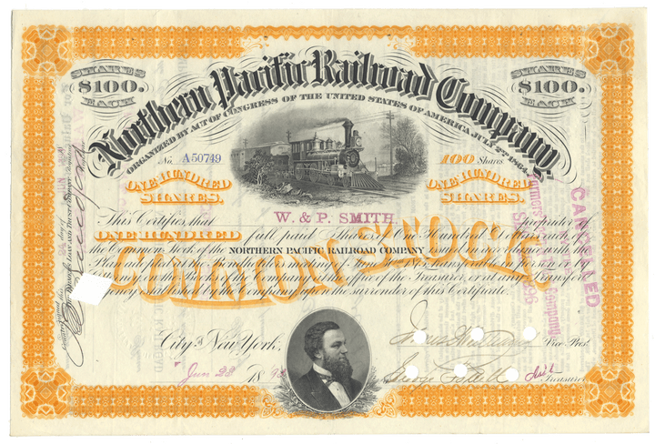 Northern Pacific Railroad Company Stock Certificate