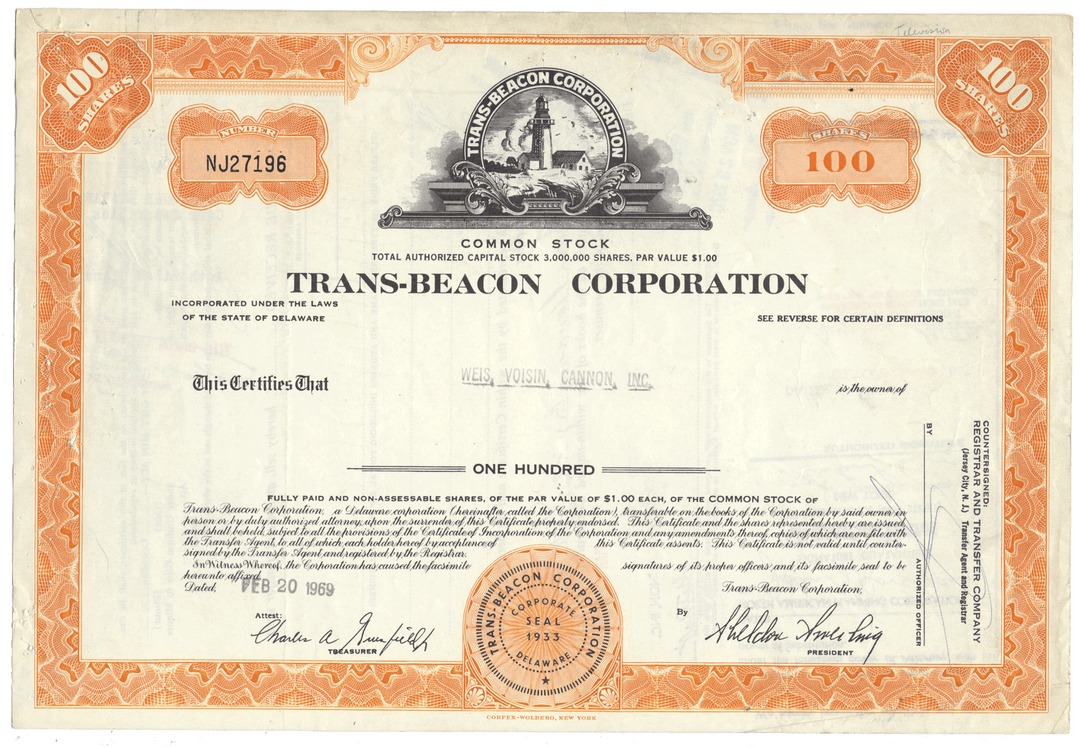 Trans-Beacon Corporation Stock Certificate