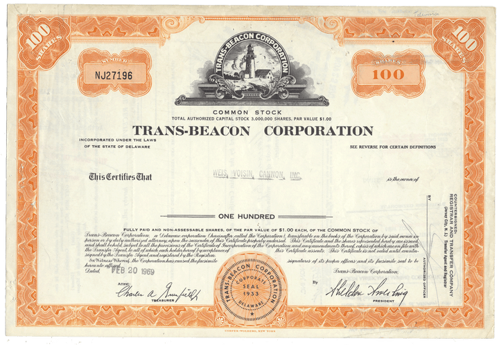 Trans-Beacon Corporation Stock Certificate