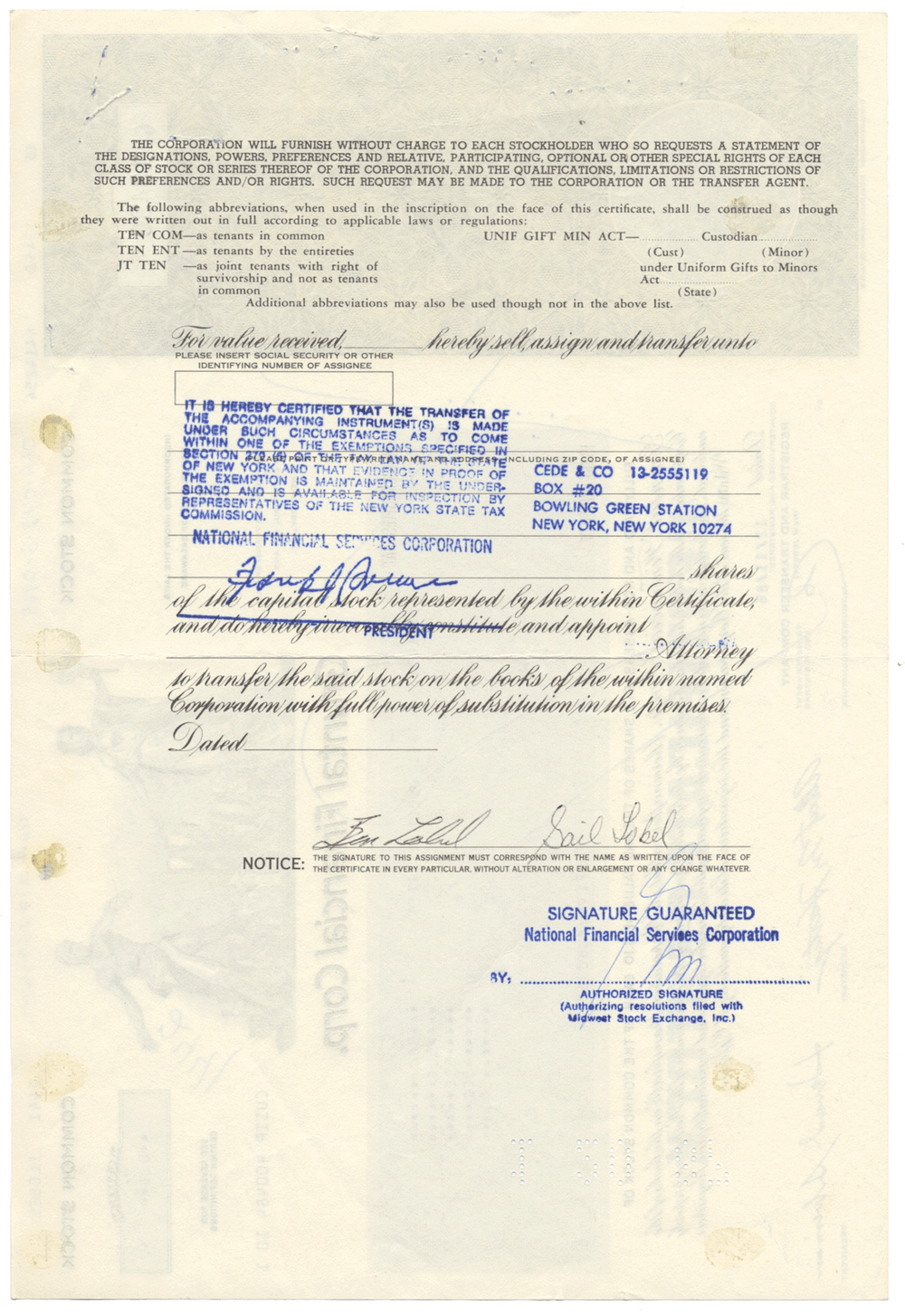 Gruntal Financial Corp. Stock Certificate