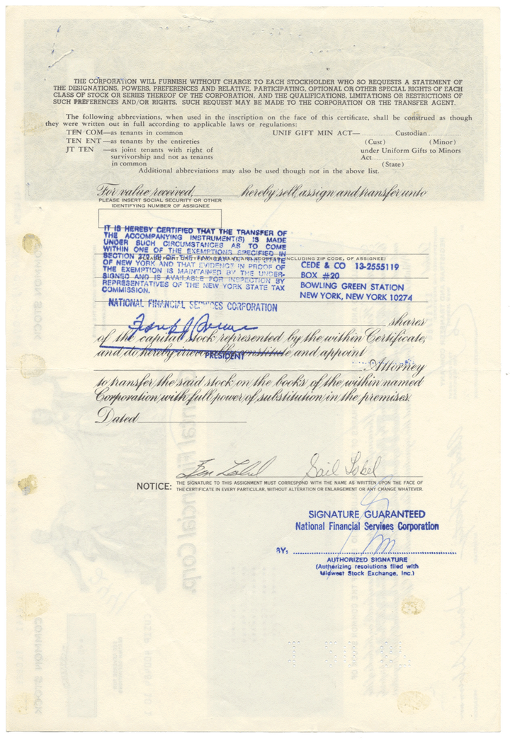 Gruntal Financial Corp. Stock Certificate