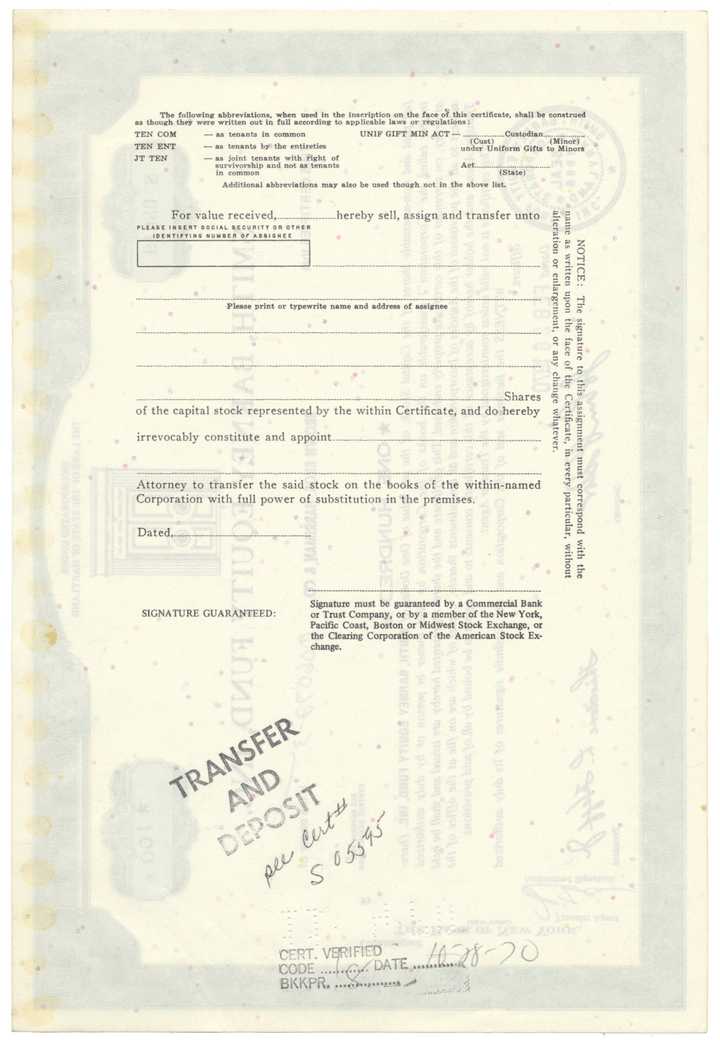 Smith, Barney Equity Fund, Inc. Stock Certificate