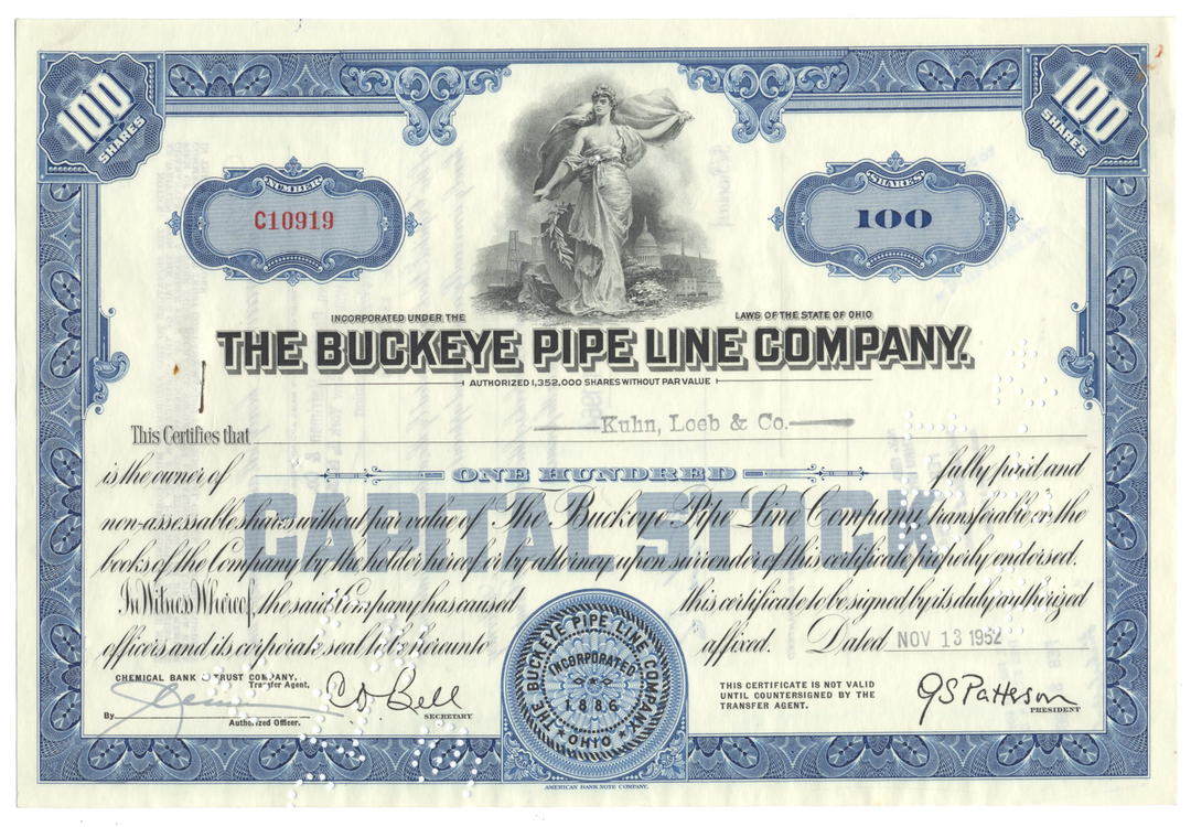 Buckeye Pipe Line Company Stock Certificate