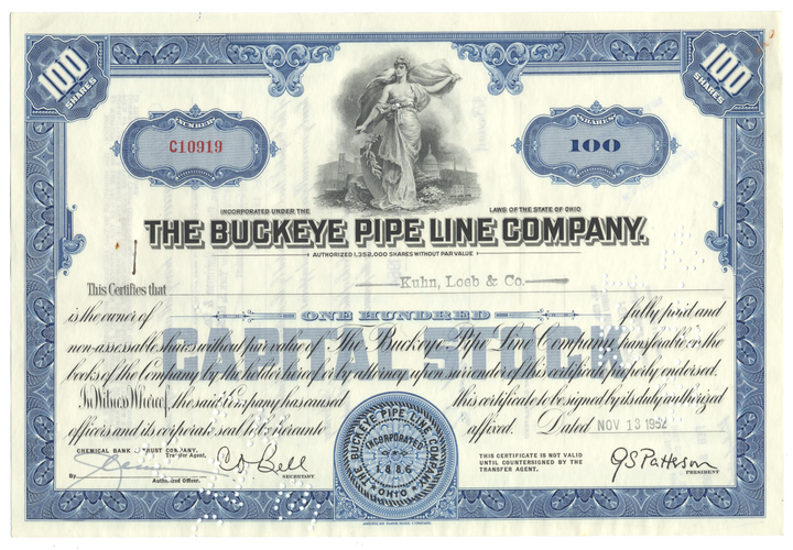 Buckeye Pipe Line Company Stock Certificate