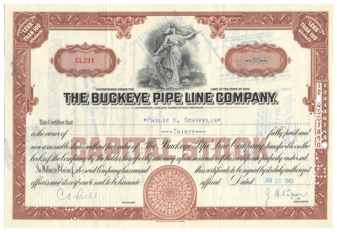 Buckeye Pipe Line Company Stock Certificate