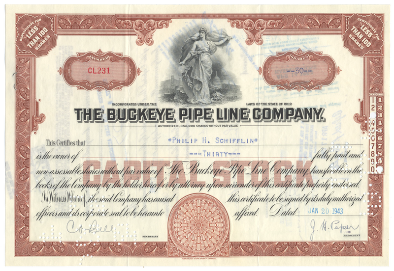 Buckeye Pipe Line Company Stock Certificate